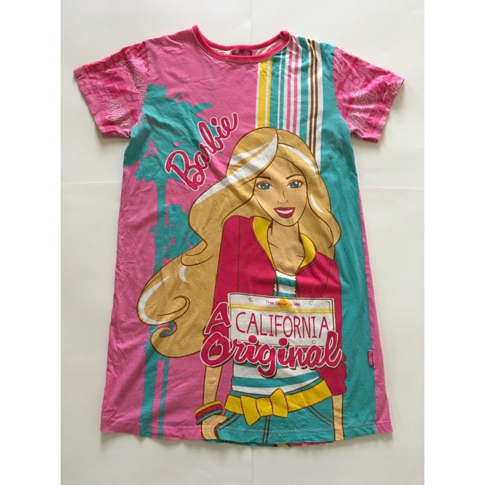 Barbie Rare All Over Print Cool Planet T-Shirt Dress The Golden State California